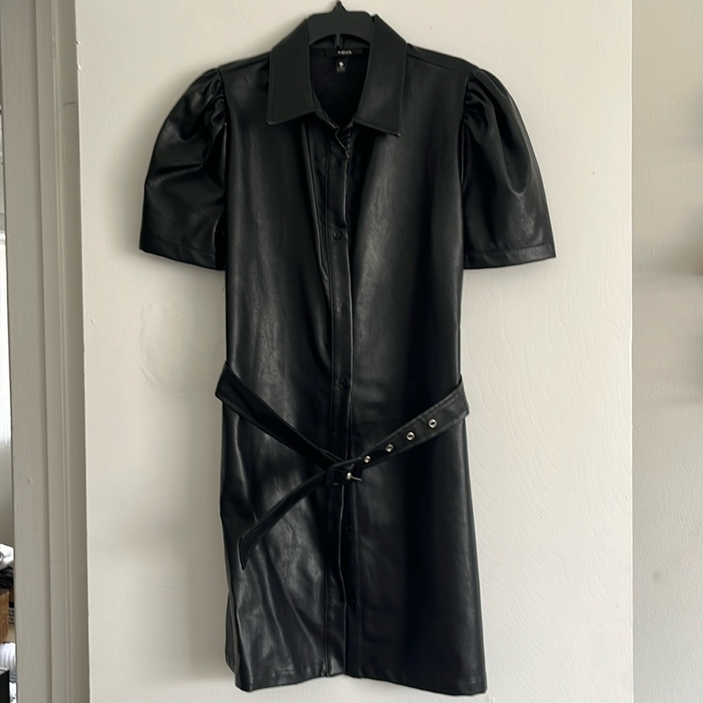 Aqua “leather” dress